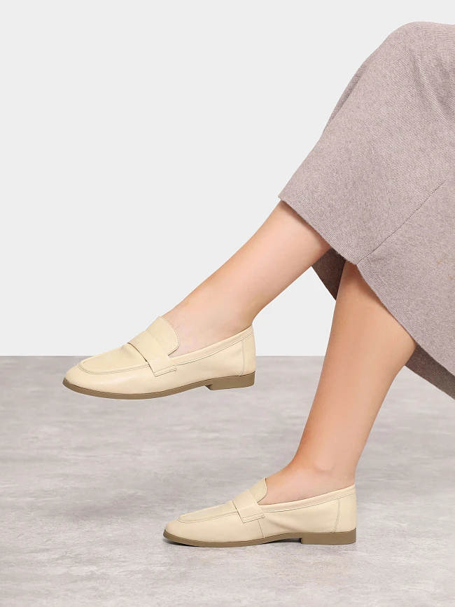 Лоферы женские всесезонные, цвет молочный, натуральная кожа 3630228 | 10