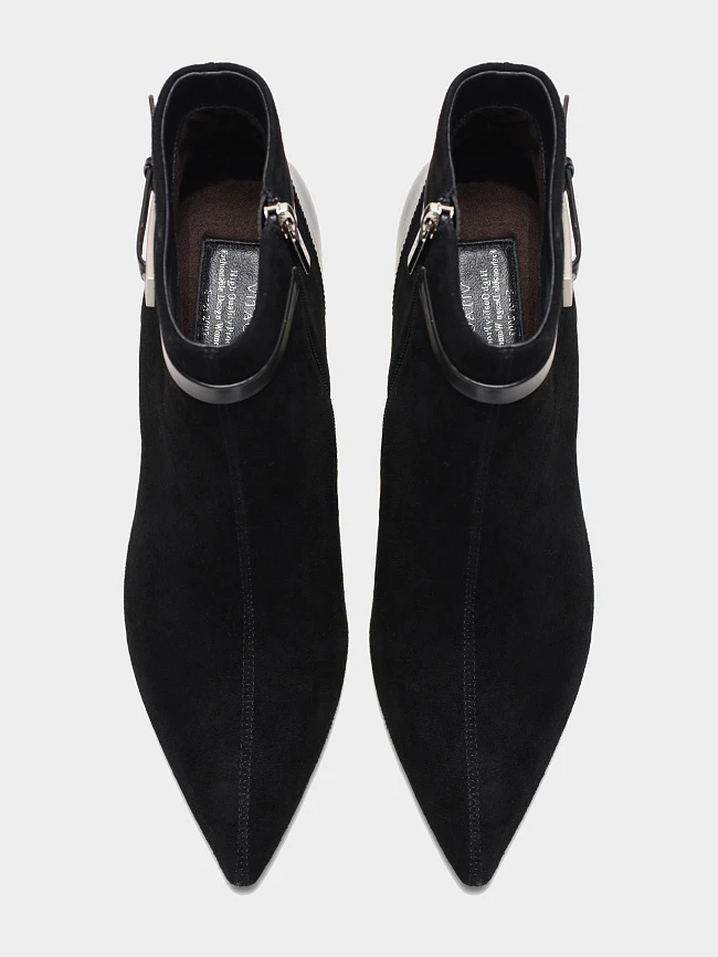 Ботильоны женские всесезонные, цвет черный, натуральный велюр/натуральная кожа 17VC415 | 5