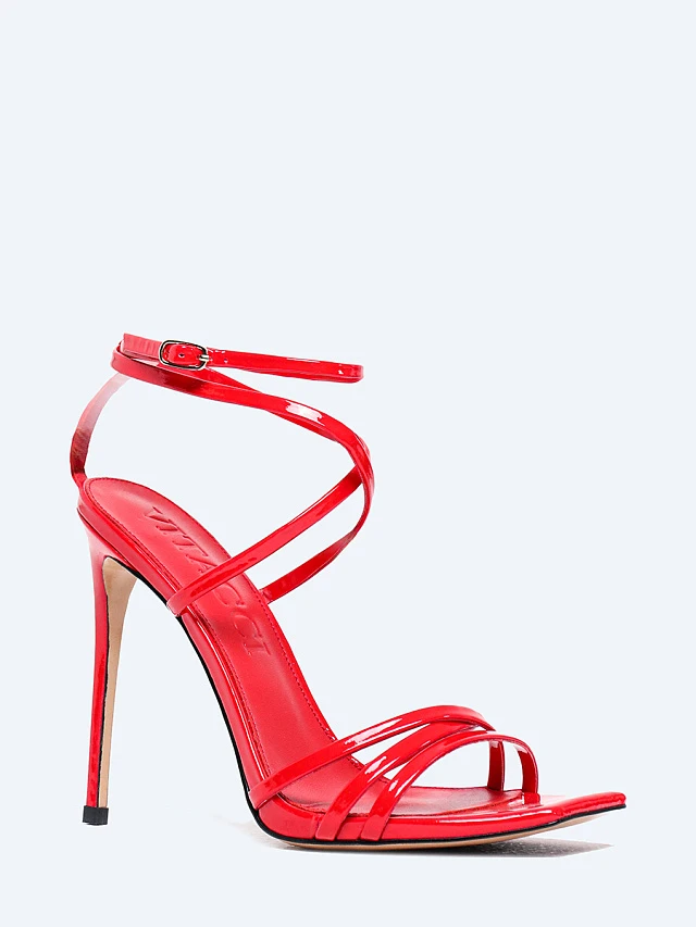 Босоножки женские летние, цвет красный, натуральная лаковая кожа 496869 | 1