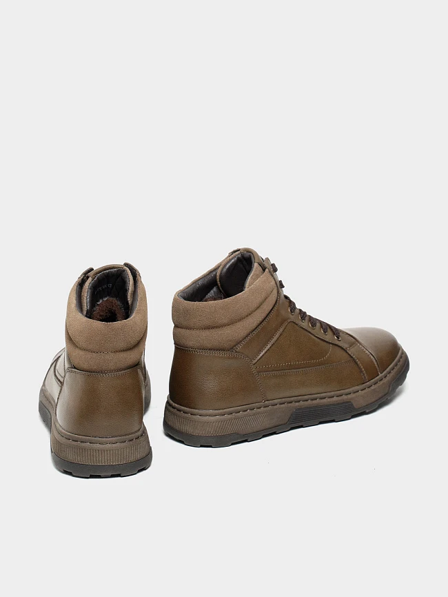 Ботинки мужские зимние, цвет коричневый, натуральная кожа и полимерные материалы/натуральный спилок M24VC056M | 3