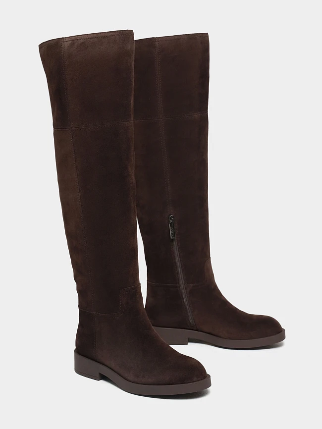 Ботфорты женские зимние, цвет коричневый, натуральный спилок 1821128M | 3