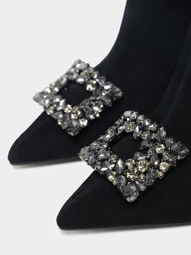 Полусапоги женские демисезонные, цвет черный, натуральный велюр 1820306 | 7