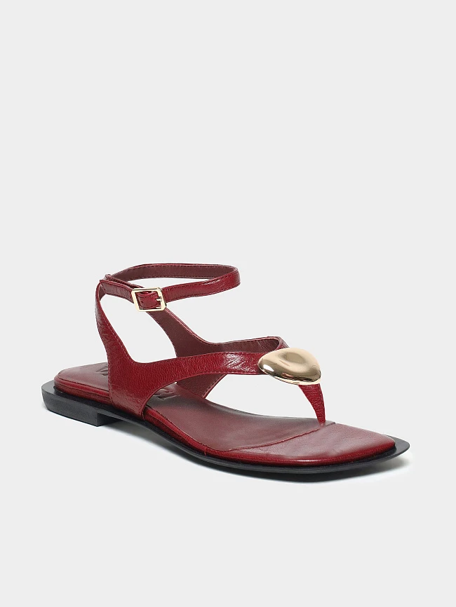 Сандалии женские летние, цвет бордовый, натуральная кожа 944379 | 2