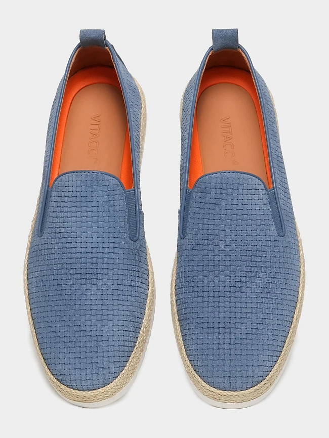 Слипоны мужские демисезон; лето;, цвет голубой, натуральный спилок M801332 | 4