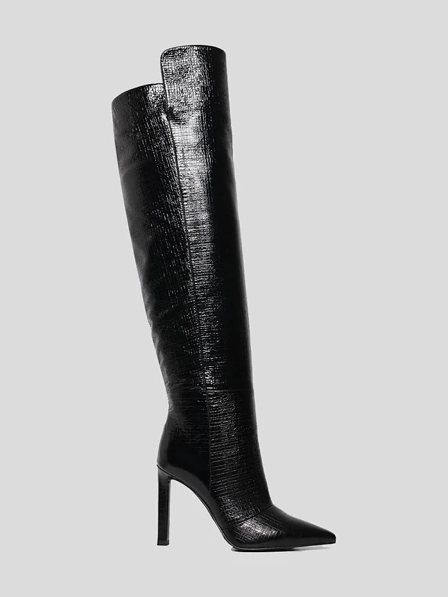 Ботфорты женские демисезонные, цвет черный, натуральный наплак 1492968 | 2