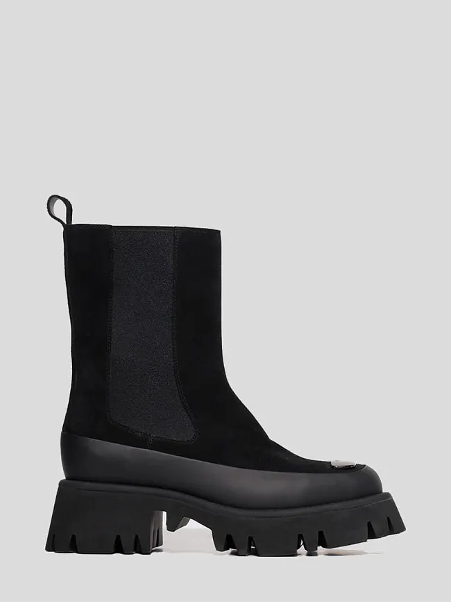 Ботинки женские демисезонные, цвет черный, натуральный спилок/натуральная кожа 1820313 | 2