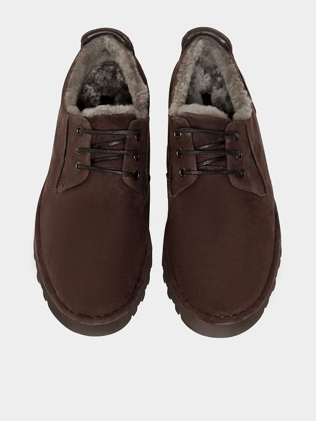 Полуботинки мужские зимние, цвет коричневый, натуральный велюр M262016M | 5