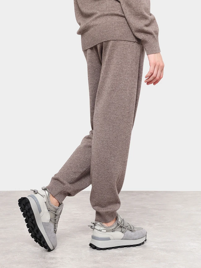 Кроссовки женские зимние, цвет серый, натуральный спилок/текстиль/искусственный мех 5270001M | 9