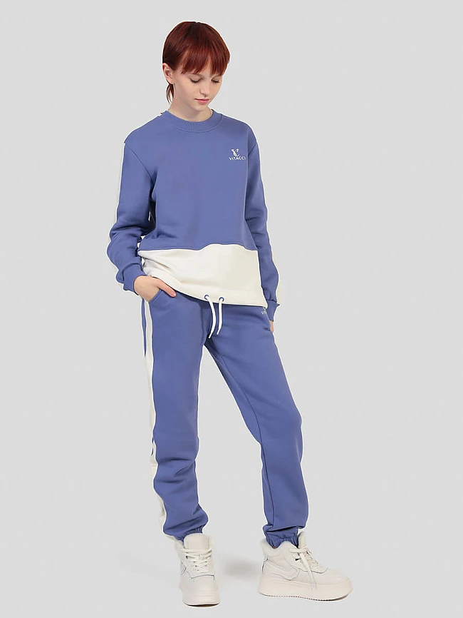 DS6506-16 Костюм спортивный (джемпер+брюки) для девочек фиолетовый+88% хлопок, 12% полиэстер DS6506-16 | 4