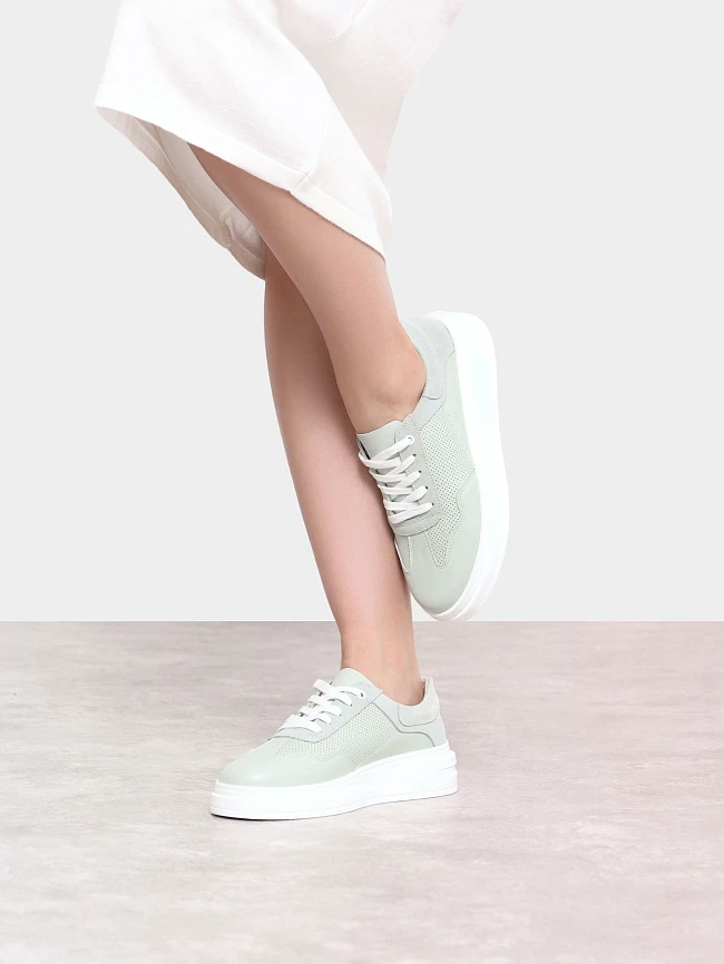 Кеды женские демисезонные, цвет мятный, натуральная кожа и полимерные материалы 116030 | 10