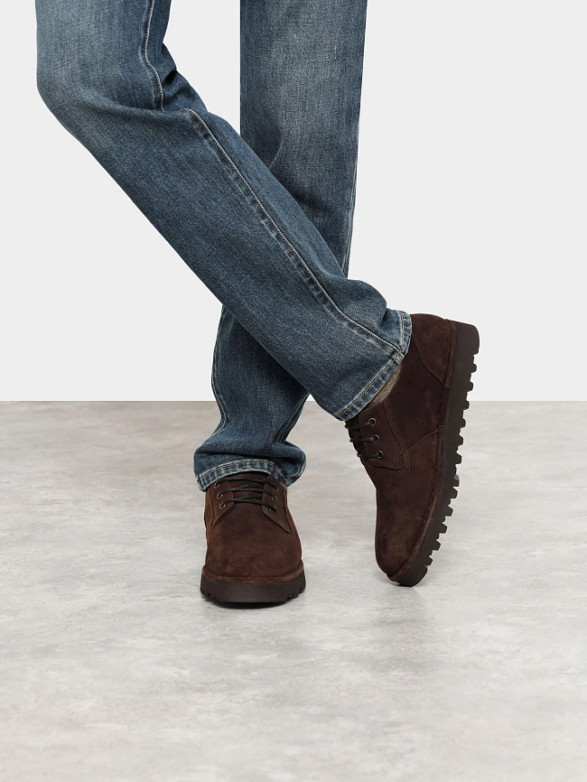 Полуботинки мужские зимние, цвет коричневый, натуральный велюр M262016M | 9