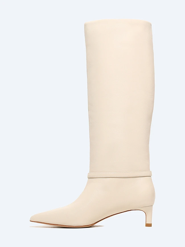 Сапоги женские демисезонные, цвет молочный, натуральная кожа 497118 | 3