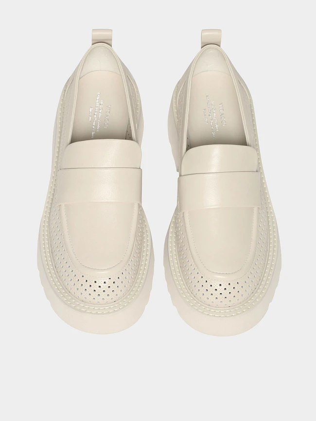 Лоферы женские всесезонные, цвет молочный, натуральная кожа 1013012 | 5