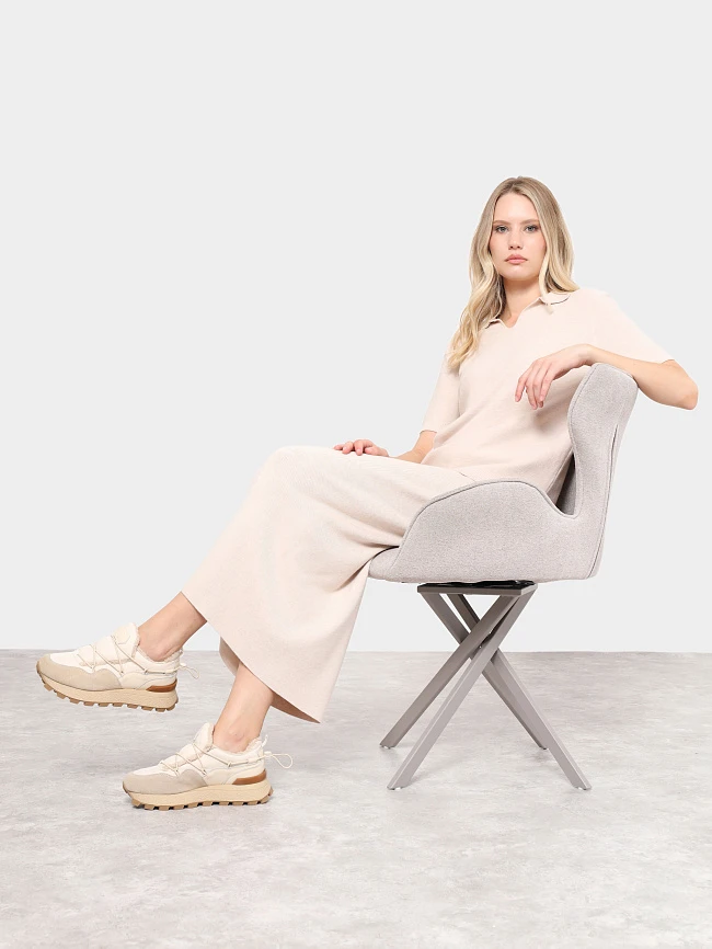 Кроссовки женские зимние, цвет бежевый, натуральный спилок/текстиль/искусственный мех 5270002M | 11