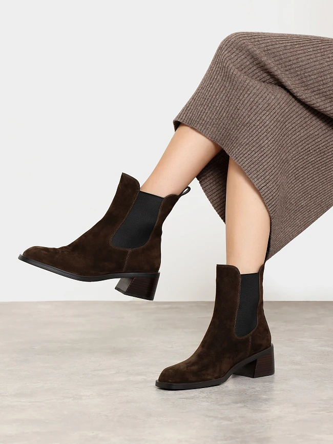 Полусапоги женские демисезонные, цвет коричневый, натуральный велюр 1494507-2 | 7