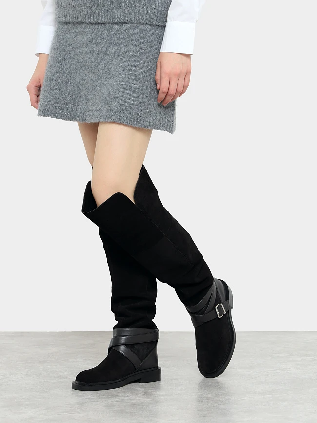 Ботфорты женские демисезонные, цвет коричневый, натуральный спилок/натуральная кожа 1494804 | 7