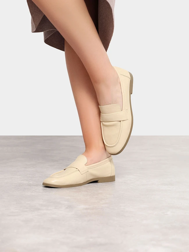 Лоферы женские всесезонные, цвет молочный, натуральная кожа 3630228 | 9