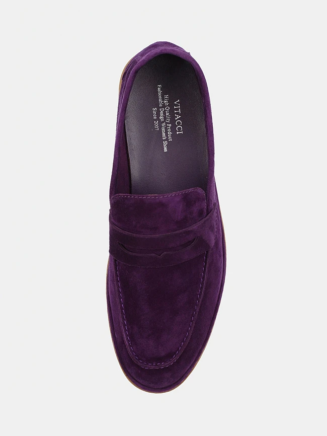 Лоферы женские всесезонные, цвет фиолетовый, натуральный велюр 1821481 | 4