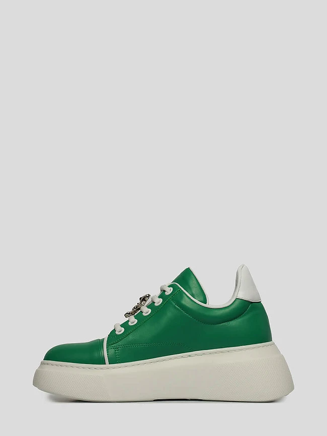 Кеды женские демисезонные, цвет зеленый, натуральная кожа 136461 | 3