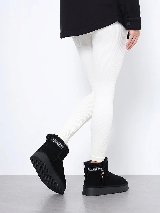 Полусапоги женские зимние, цвет черный, натуральный спилок 27VD084M | 12