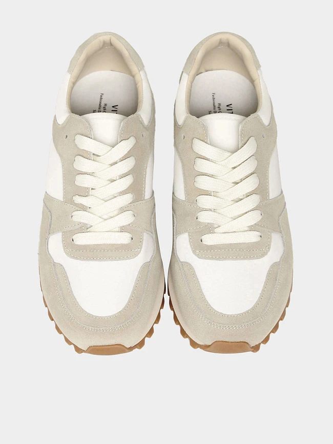 Кроссовки женские демисезонные, цвет молочный, натуральный спилок/текстиль 3630204 | 5