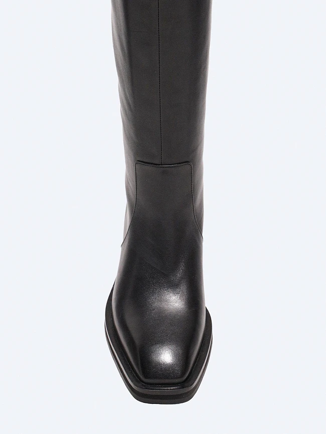 Сапоги женские демисезонные, цвет черный, натуральная кожа 1731062 | 2