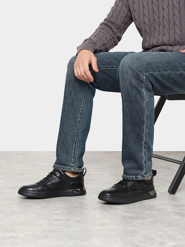 Кеды мужские демисезонные, цвет черный, натуральная кожа M1781512 | 12