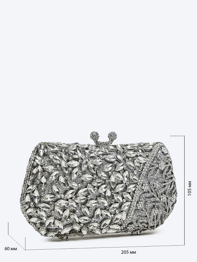 Клатчи C1189-29 женские цвет серебряный, текстиль/стразы C1189-29        | 2