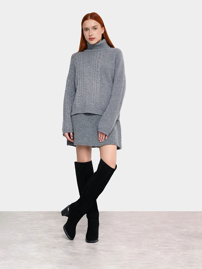 Ботфорты женские зимние, цвет черный, натуральный велюр 1820403M | 12