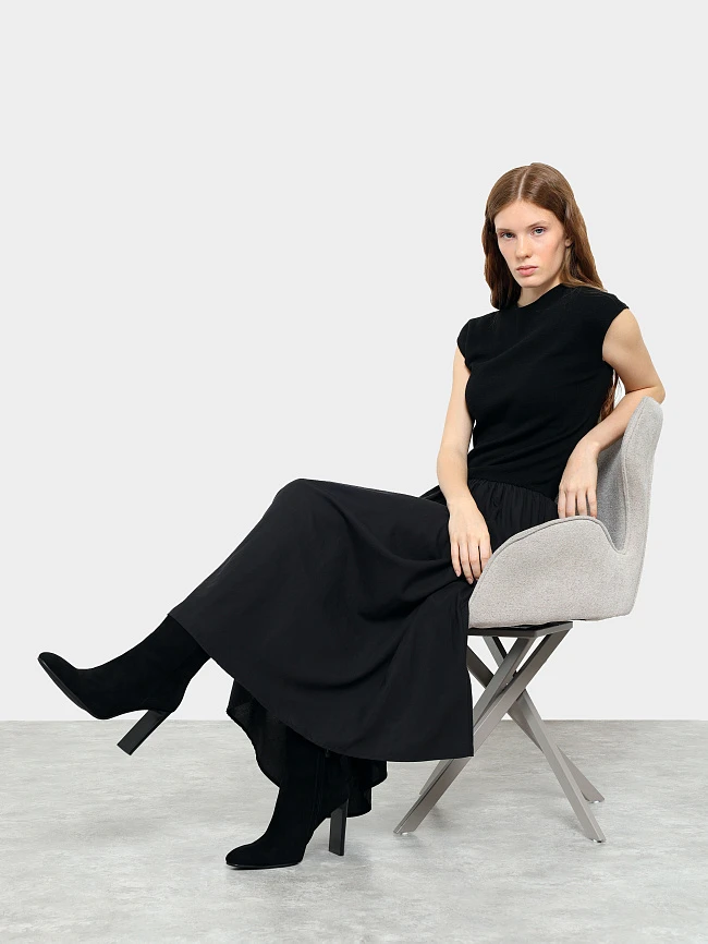 Ботильоны женские зимние, цвет черный, натуральный велюр 1494758M | 11