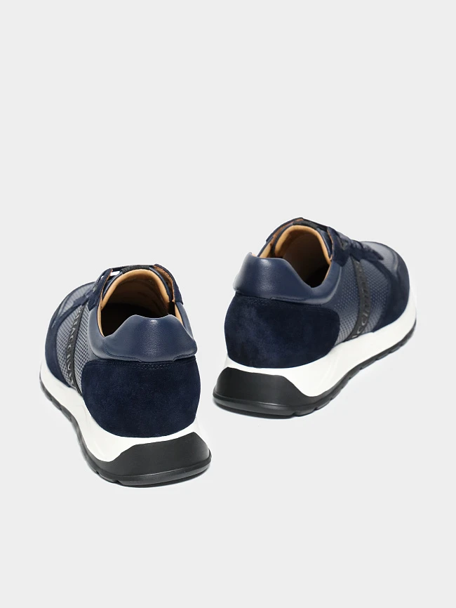 Кроссовки мужские демисезонные, цвет синий, натуральная кожа/натуральный спилок M253605 | 4