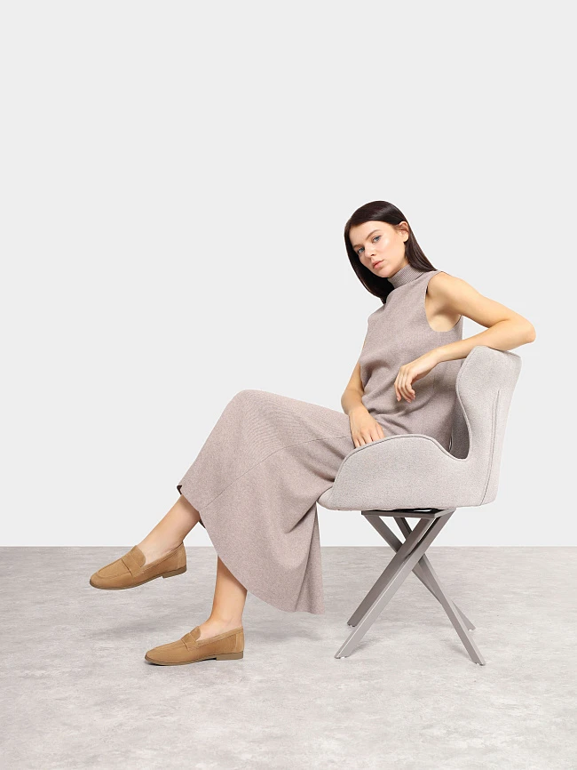 Лоферы женские всесезонные, цвет рыжий, натуральный велюр 3630230 | 11