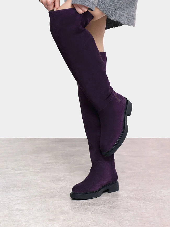 Ботфорты женские зимние, цвет бордовый, натуральный спилок 1730218M | 10