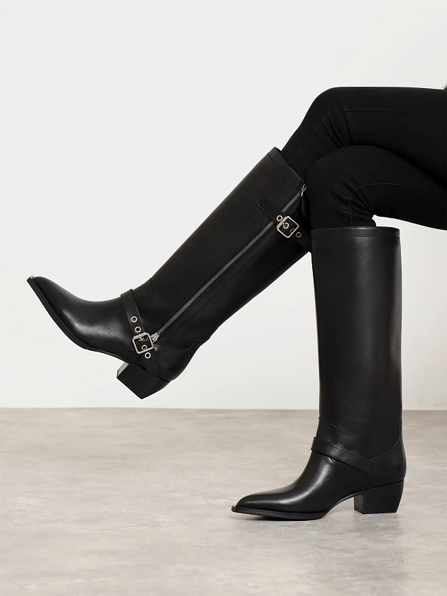 Сапоги женские демисезонные, цвет черный, натуральная кожа 1731197 | 7