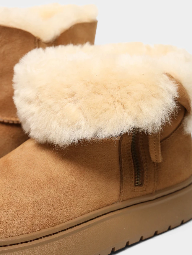 Полусапоги женские зимние, цвет бежевый, натуральный велюр 1013797M | 5