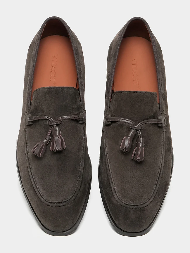 Лоферы мужские демисезон; лето;, цвет коричневый, натуральный велюр M1023111 | 4