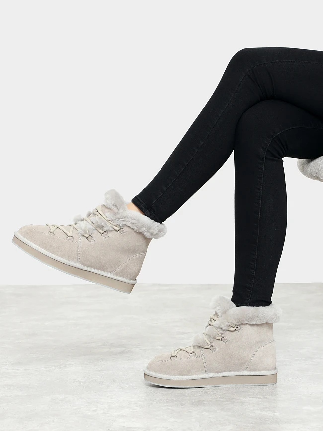 Ботинки женские зимние, цвет серый, натуральный спилок 7210438M | 12