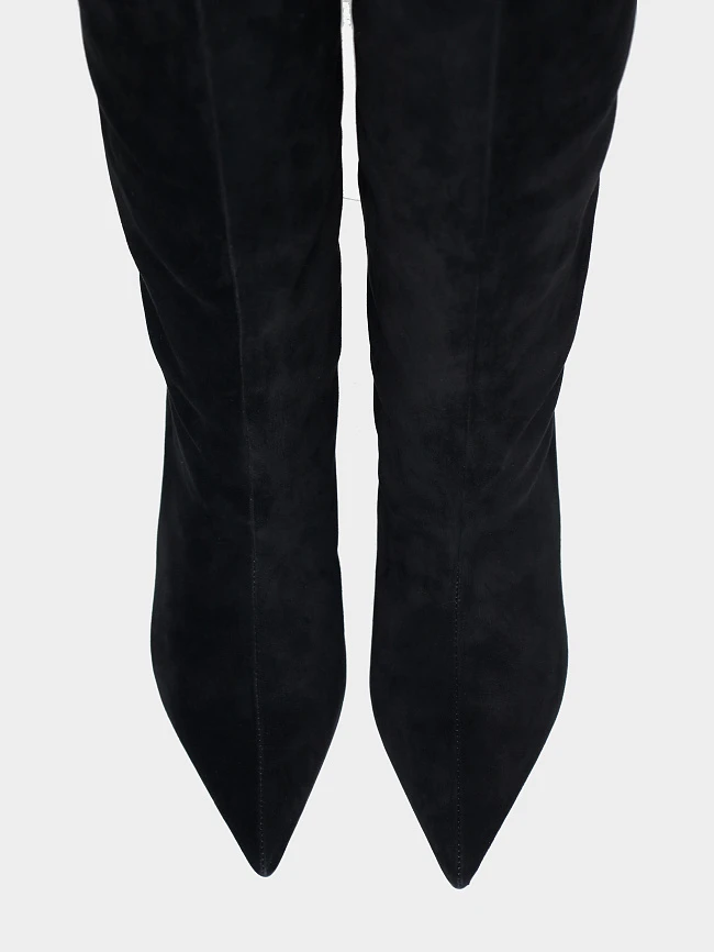 Сапоги женские демисезонные, цвет черный, натуральный велюр 497215 | 5