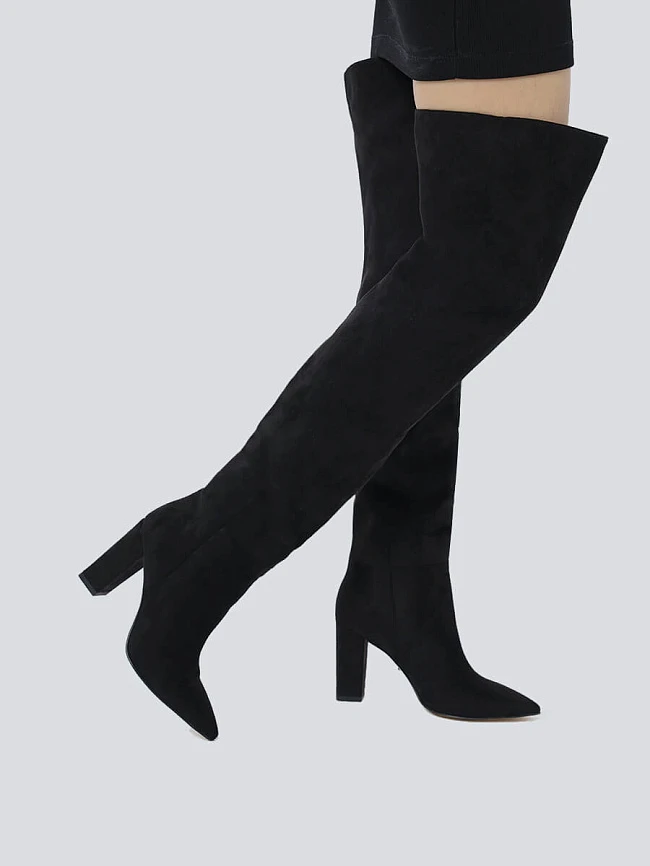 Ботфорты женские демисезонные, цвет черный, искусственный велюр 1399019 | 7