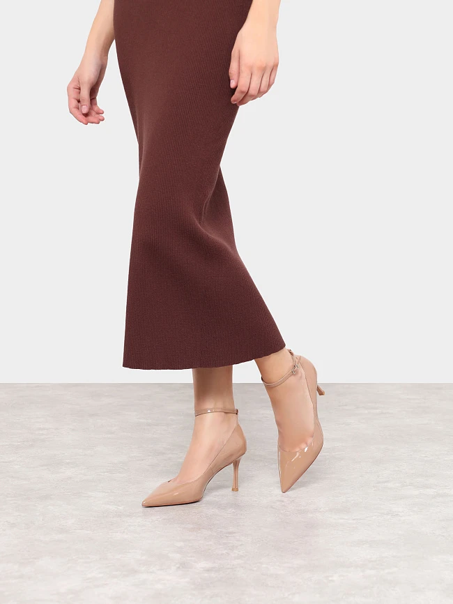 Туфли женские всесезонные, цвет бежевый, натуральная лаковая кожа 496621 | 7