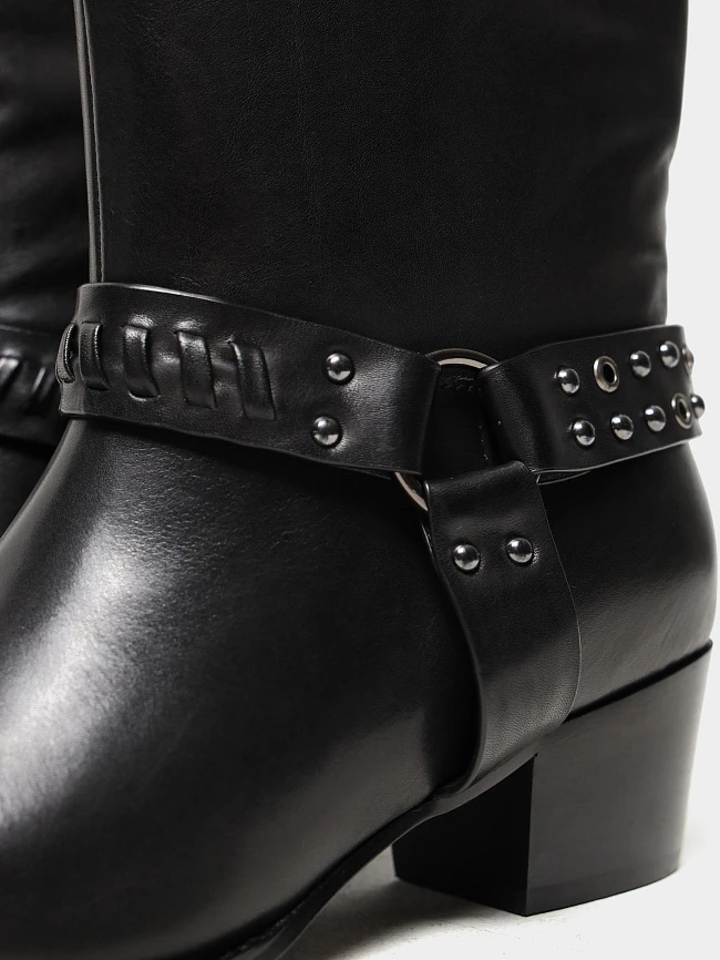 Сапоги женские демисезонные, цвет черный, натуральная кожа 642304 | 6