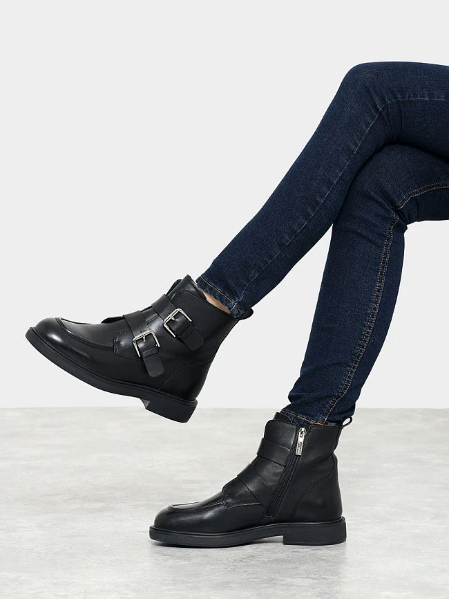 Ботинки женские демисезонные, цвет черный, натуральная кожа 7210318 | 9