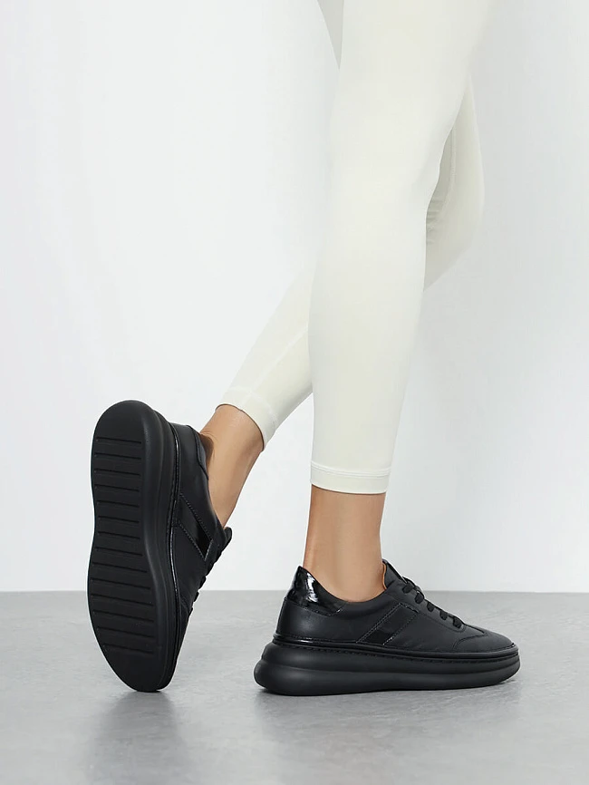 Кроссовки женские демисезонные, цвет черный, натуральная кожа 1221535 | 11