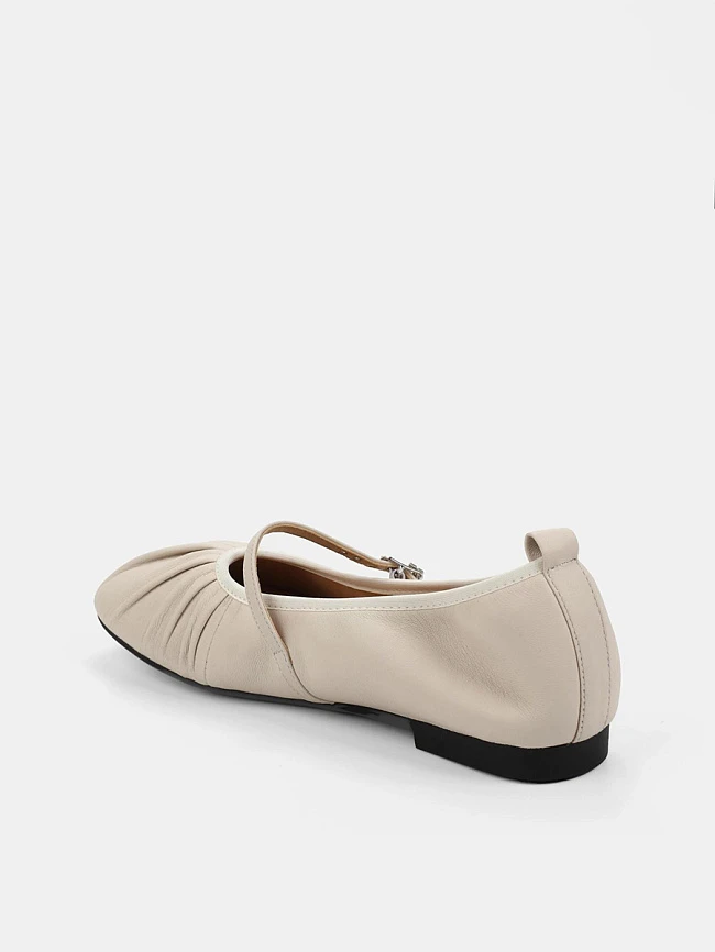 Балетки женские летние, цвет молочный, натуральная кожа 17VC209 | 4