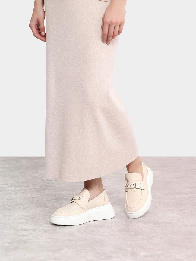 Лоферы женские всесезонные, цвет бежевый, натуральная кожа 136454 | 8