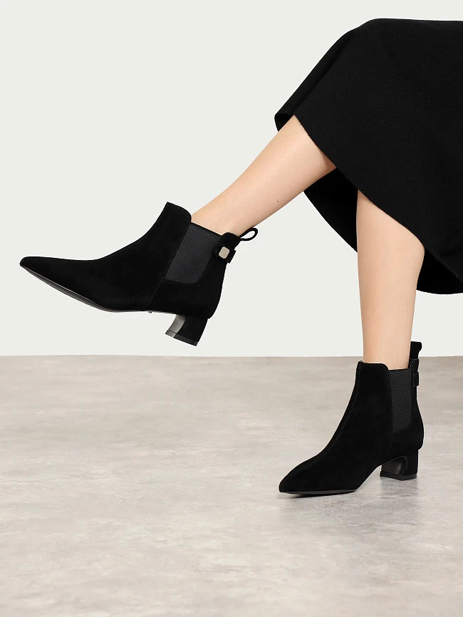 Ботильоны женские всесезонные, цвет черный, натуральный велюр 17VC403 | 7