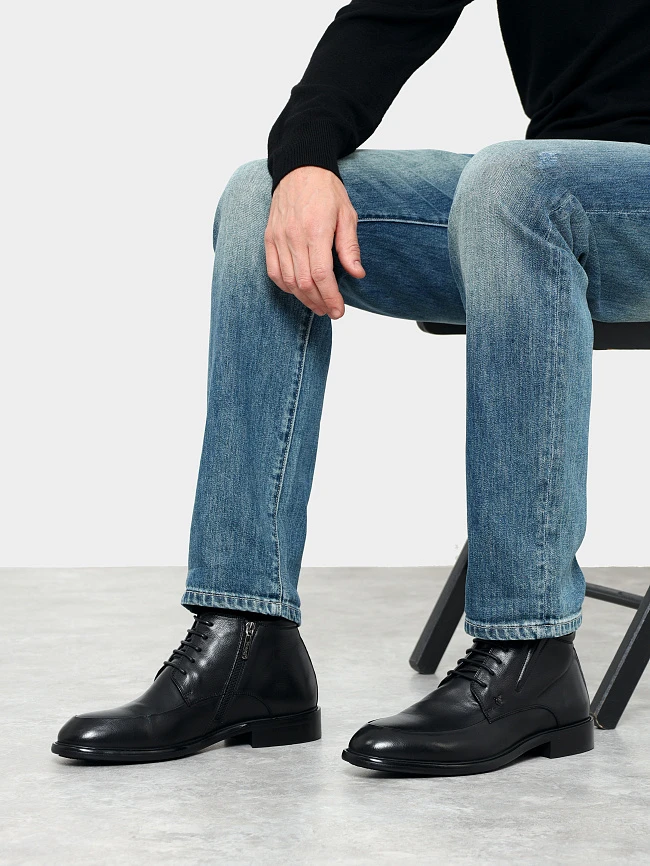 Ботинки мужские демисезонные, цвет черный, натуральная кожа M1022989 | 10