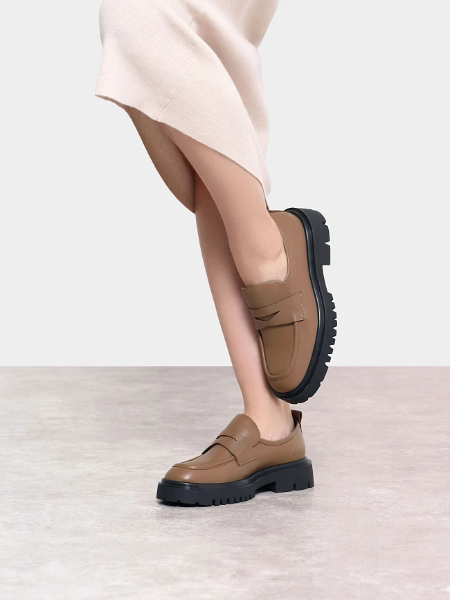 Лоферы женские всесезонные, цвет бежевый, натуральная кожа 1820244 | 10