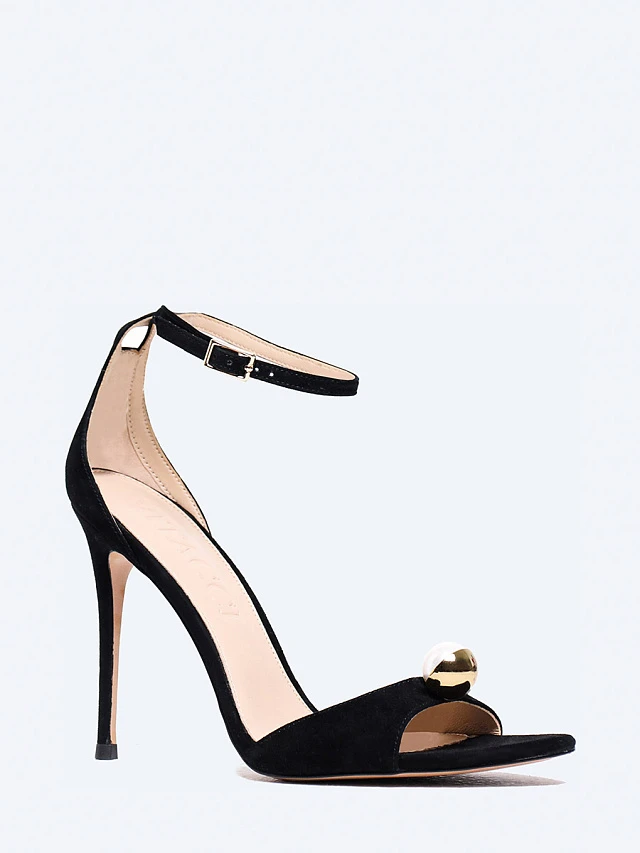 Босоножки женские летние, цвет черный, натуральный велюр 496915 | 1