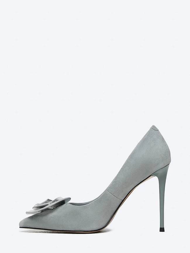 Туфли женские всесезонные, цвет голубой, натуральный велюр 1493383 | 3